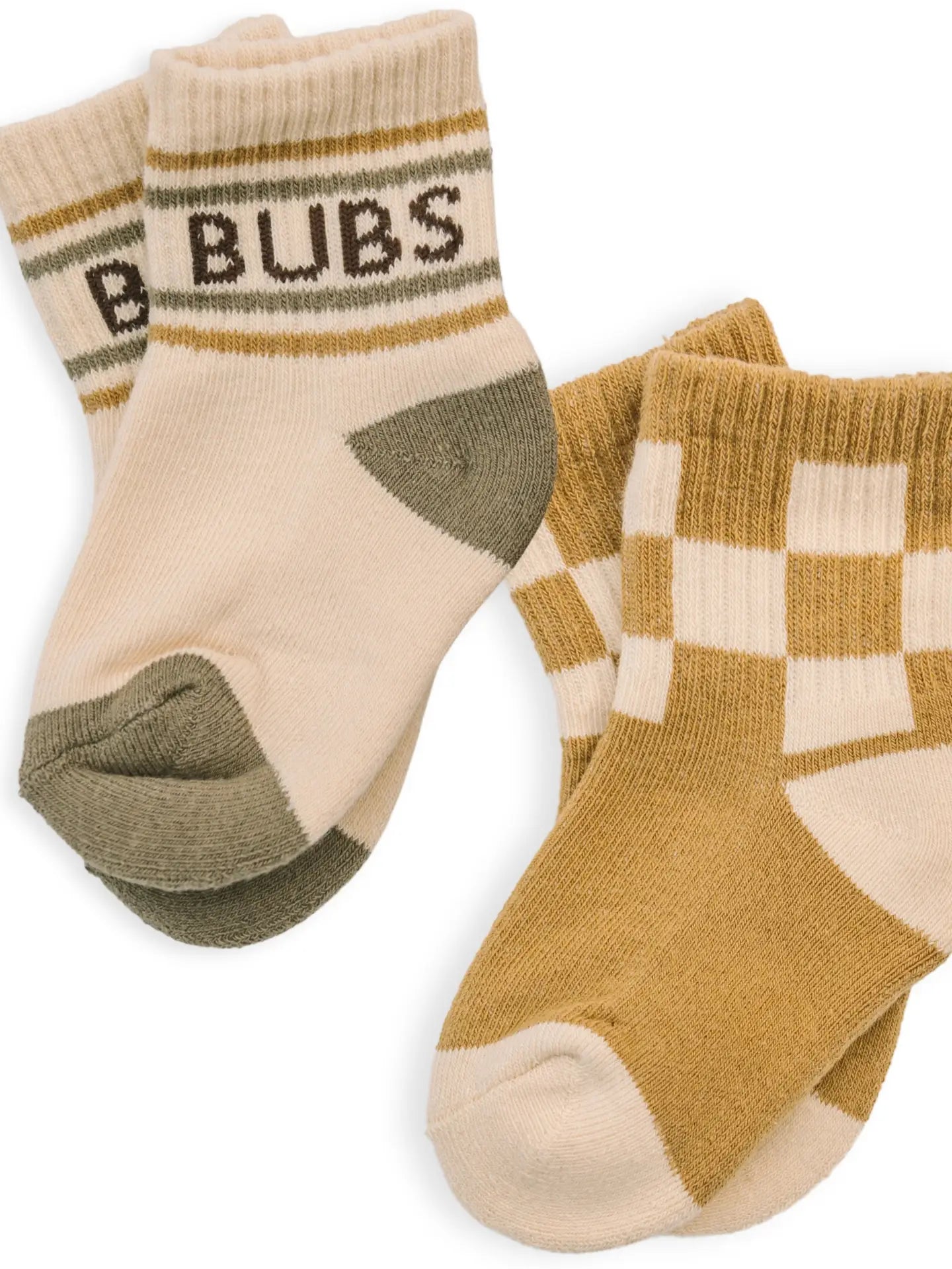 Baby/Toddler Half-Crew Socks 2-Pack, Checkered & Bubs Stripe